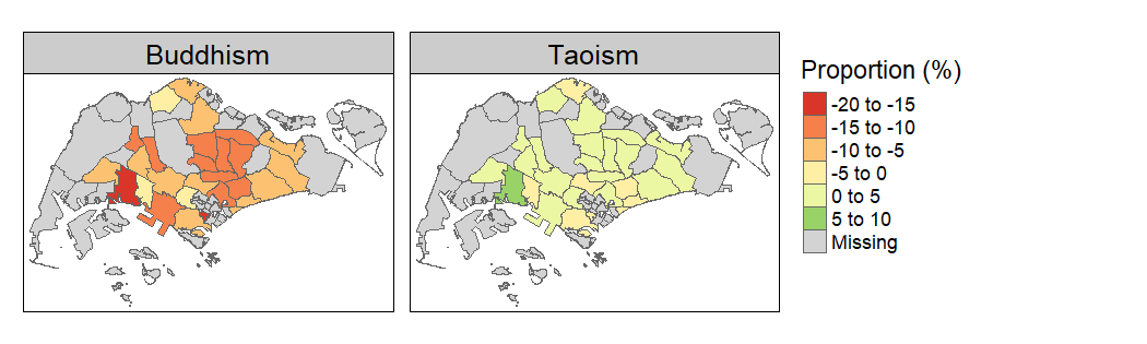 Change in Buddhism / Taoism Share (2000-2015) Change in Buddhism / Taoism Share (2000-2015)